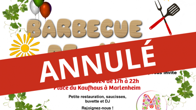 Le Barbecue de l'été 2024 à Marlenheim est annulé